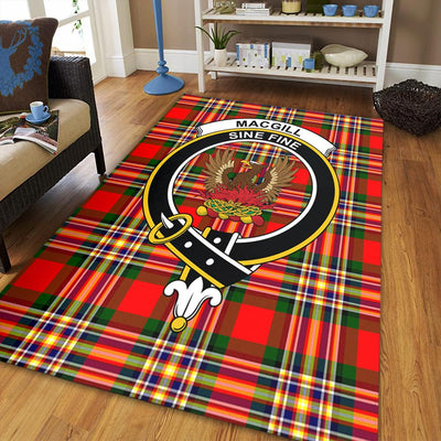 Clan MacGill Modern Tartan Crest Rug – Scottish Highland Carpet for Living Room, Celtic Home Decor & Scotland Gift