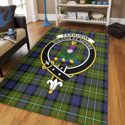 Clan Fergusson Modern Tartan Crest Rug – Scottish Highland Carpet for Living Room, Celtic Home Decor & Scotland Gift WO58