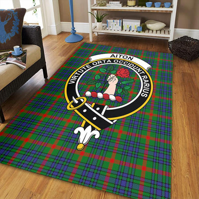 Clan Aiton Tartan Crest Rug – Scottish Highland Carpet for Living Room, Celtic Home Decor & Scotland Gift ZT47