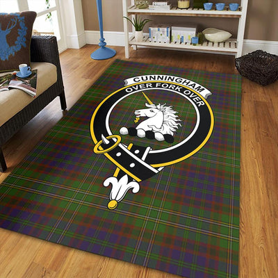 Clan Cunningham Hunting Modern Tartan Crest Rug – Scottish Highland Carpet for Living Room, Celtic Home Decor & Scotland Gift FH50