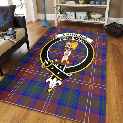 Clan Chisholm Hunting Modern Tartan Crest Rug – Scottish Highland Carpet for Living Room, Celtic Home Decor & Scotland Gift