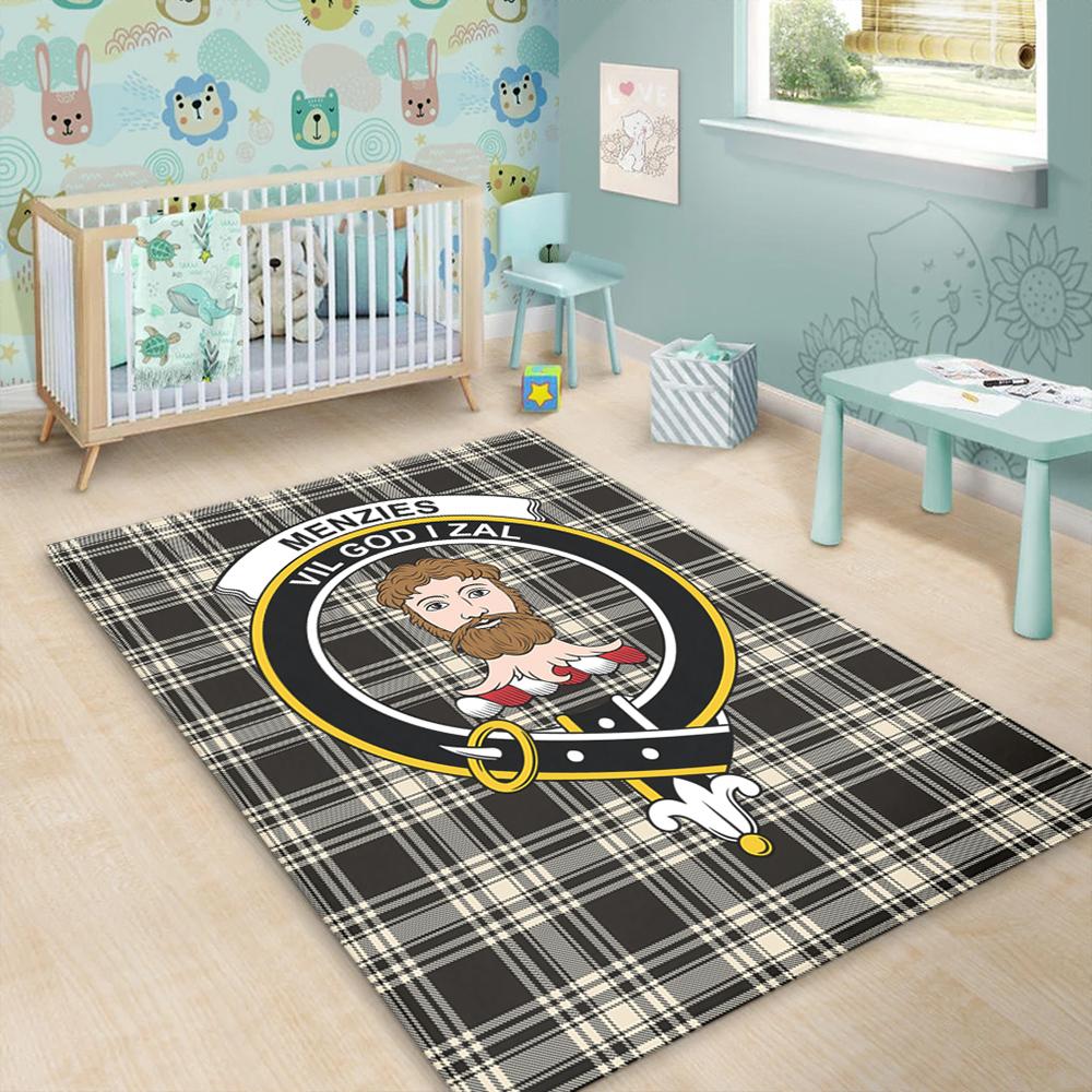 Menzies Black & White Ancient Tartan Crest Area Rug