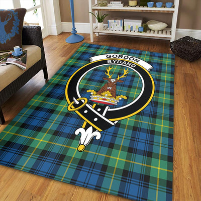 Clan Gordon Ancient Tartan Crest Rug – Scottish Highland Carpet for Living Room, Celtic Home Decor & Scotland Gift RJ55