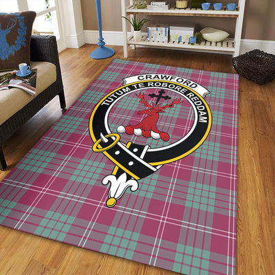 Clan Crawford Ancient Tartan Crest Rug – Scottish Highland Carpet for Living Room, Celtic Home Decor & Scotland Gift