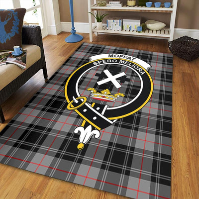 Clan Moffat Modern Tartan Crest Rug – Scottish Highland Carpet for Living Room, Celtic Home Decor & Scotland Gift