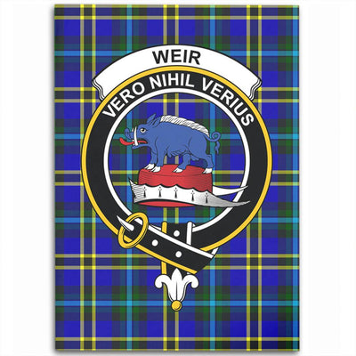 Clan Weir Modern Tartan Crest Rug – Scottish Highland Carpet for Living Room, Celtic Home Decor & Scotland Gift