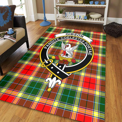Clan Gibbs Tartan Crest Rug – Scottish Highland Carpet for Living Room, Celtic Home Decor & Scotland Gift
