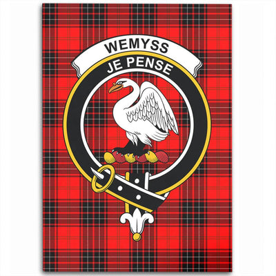 Clan Wemyss Modern Tartan Crest Rug – Scottish Highland Carpet for Living Room, Celtic Home Decor & Scotland Gift