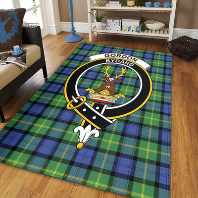 Clan Gordon Old Ancient Tartan Crest Rug – Scottish Highland Carpet for Living Room, Celtic Home Decor & Scotland Gift DH41