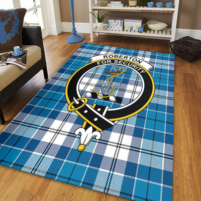 Clan Roberton Tartan Crest Rug – Scottish Highland Carpet for Living Room, Celtic Home Decor & Scotland Gift FC98