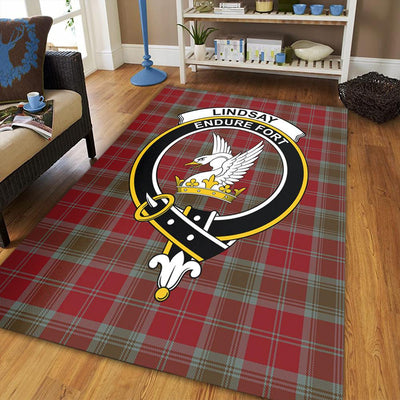 Clan Lindsay Weathered Tartan Crest Rug – Scottish Highland Carpet for Living Room, Celtic Home Decor & Scotland Gift