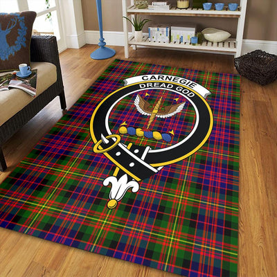Clan Carnegie Modern Tartan Crest Rug – Scottish Highland Carpet for Living Room, Celtic Home Decor & Scotland Gift