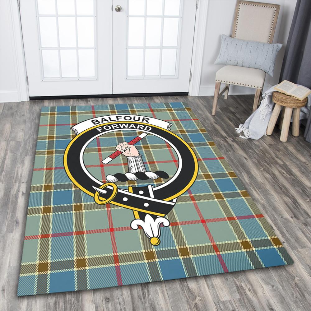 Balfour Blue Tartan Crest Area Rug