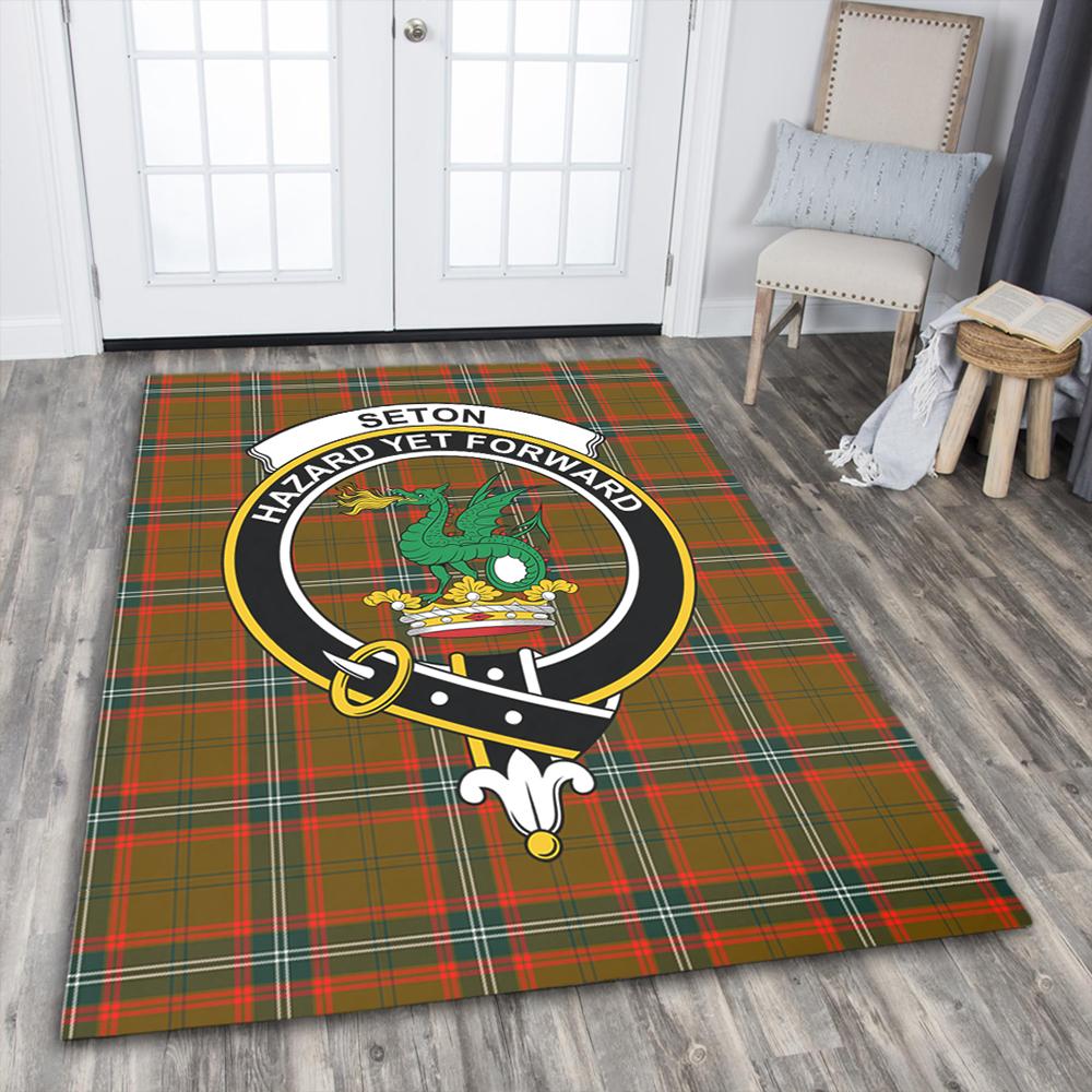 Seton Hunting Modern Tartan Crest Area Rug