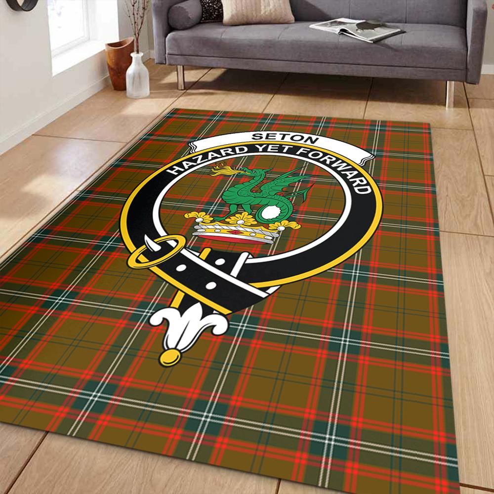 Seton Hunting Modern Tartan Crest Area Rug