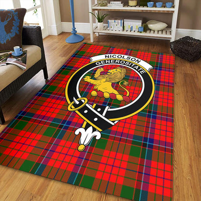 Clan Nicolson Modern Tartan Crest Rug – Scottish Highland Carpet for Living Room, Celtic Home Decor & Scotland Gift