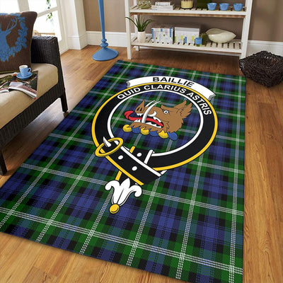 Clan Baillie Modern Tartan Crest Rug – Scottish Highland Carpet for Living Room, Celtic Home Decor & Scotland Gift KN81