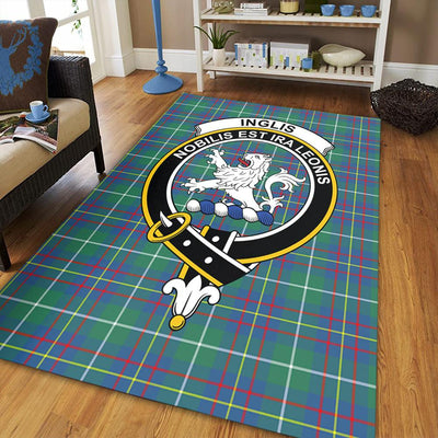 Clan Inglis Ancient Tartan Crest Rug – Scottish Highland Carpet for Living Room, Celtic Home Decor & Scotland Gift
