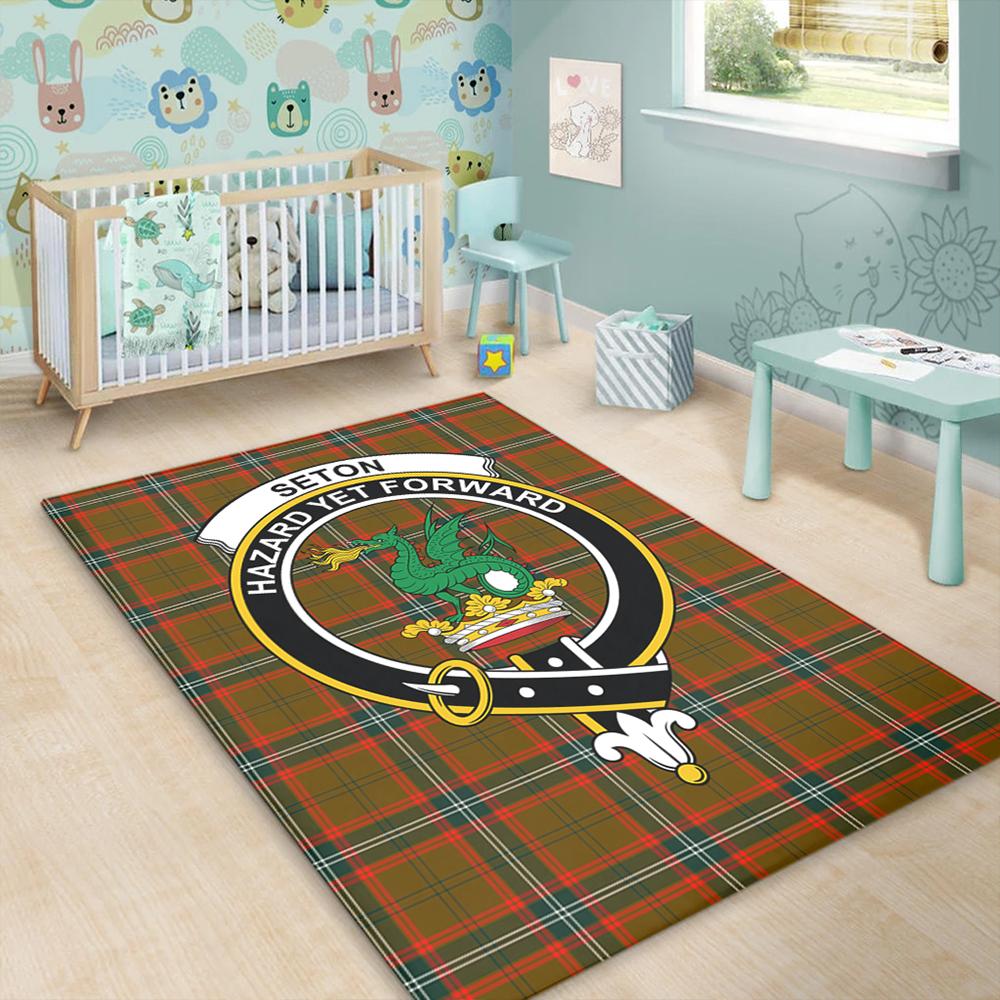 Seton Hunting Modern Tartan Crest Area Rug