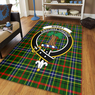 Clan Bisset Tartan Crest Rug – Scottish Highland Carpet for Living Room, Celtic Home Decor & Scotland Gift PS90