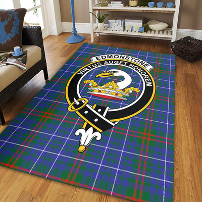 Clan Edmonstone Tartan Crest Rug – Scottish Highland Carpet for Living Room, Celtic Home Decor & Scotland Gift JU15