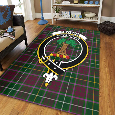 Clan Crosbie Tartan Crest Rug – Scottish Highland Carpet for Living Room, Celtic Home Decor & Scotland Gift ST13