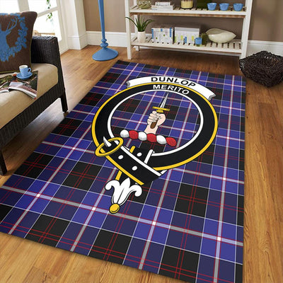 Clan Dunlop Modern Tartan Crest Rug – Scottish Highland Carpet for Living Room, Celtic Home Decor & Scotland Gift
