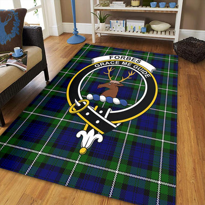 Clan Forbes Modern Tartan Crest Rug – Scottish Highland Carpet for Living Room, Celtic Home Decor & Scotland Gift QK15