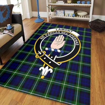 Clan Lamont Modern Tartan Crest Rug – Scottish Highland Carpet for Living Room, Celtic Home Decor & Scotland Gift