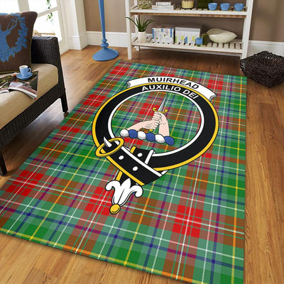 Clan Muirhead Tartan Crest Rug – Scottish Highland Carpet for Living Room, Celtic Home Decor & Scotland Gift DT90