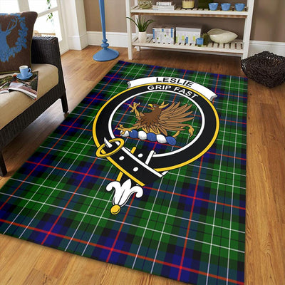 Clan Leslie Hunting Ancient Tartan Crest Rug – Scottish Highland Carpet for Living Room, Celtic Home Decor & Scotland Gift