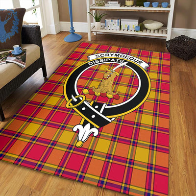 Clan Scrymgeour Tartan Crest Rug – Scottish Highland Carpet for Living Room, Celtic Home Decor & Scotland Gift