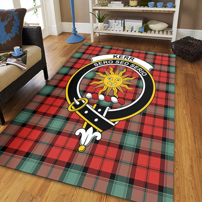Clan Kerr Ancient Tartan Crest Rug – Scottish Highland Carpet for Living Room, Celtic Home Decor & Scotland Gift