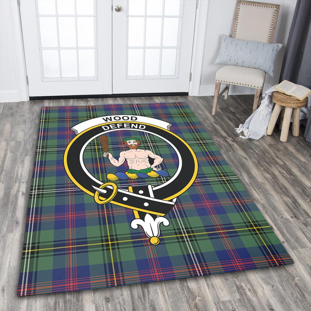 Wood Modern Tartan Crest Area Rug