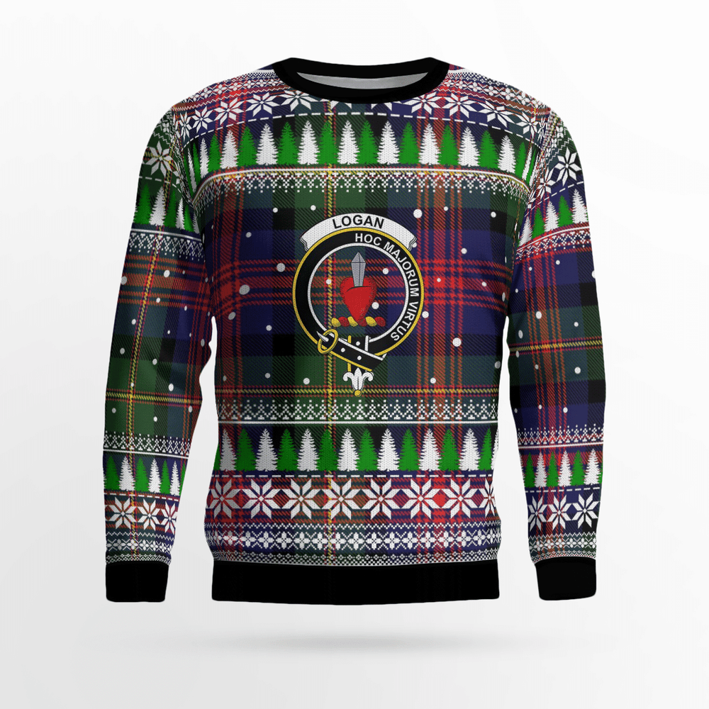 Clan Logan Modern  Crest Tartan Christmas Ugly Sweater UT95 Logan Modern Sweater Crest Tartan Tartan Ugly Sweater   