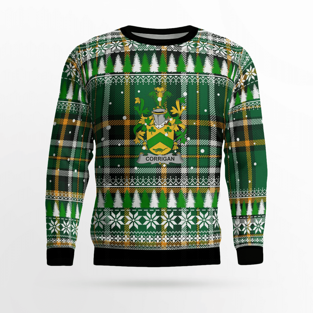 Clan Corrigan Coat Of Arms Christmas Ugly Sweater TW79 Corrigan Coat Of Arms Tartan Ugly Sweater   
