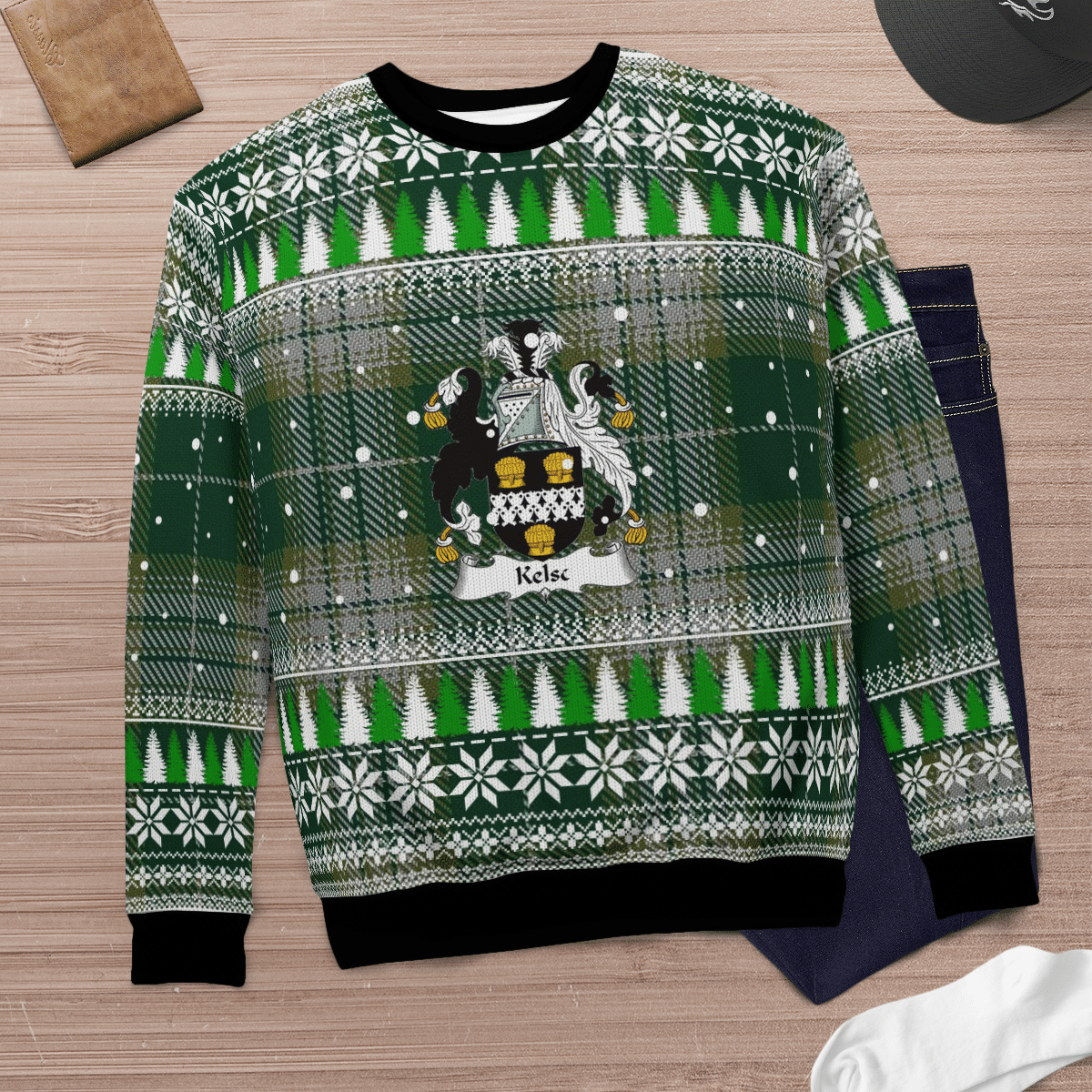 Clan Kelso Crest Tartan Christmas Ugly Sweater ON89 Kelso Crest Tartan Tartan Ugly Sweater   