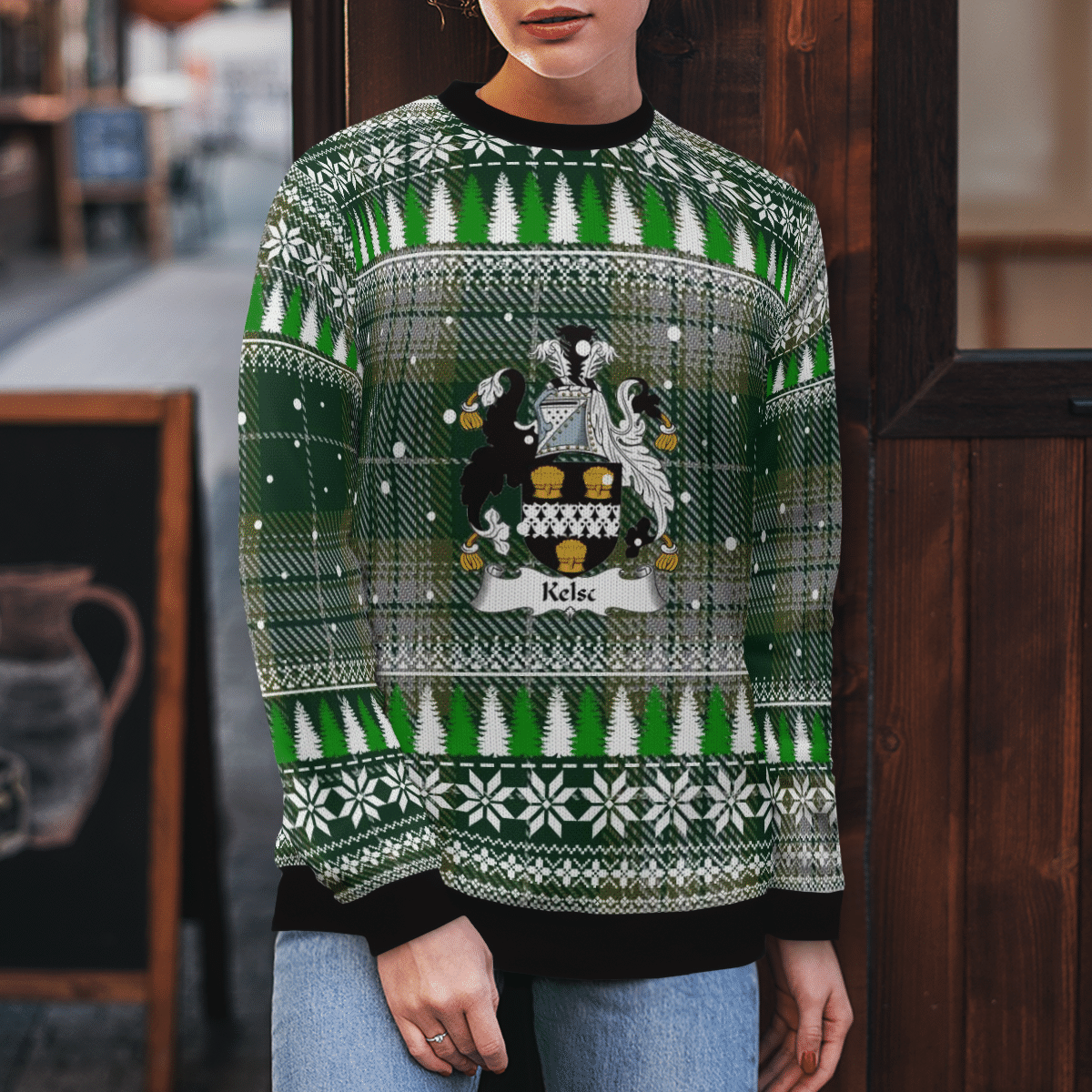 Clan Kelso Crest Tartan Christmas Ugly Sweater ON89 Kelso Crest Tartan Tartan Ugly Sweater   