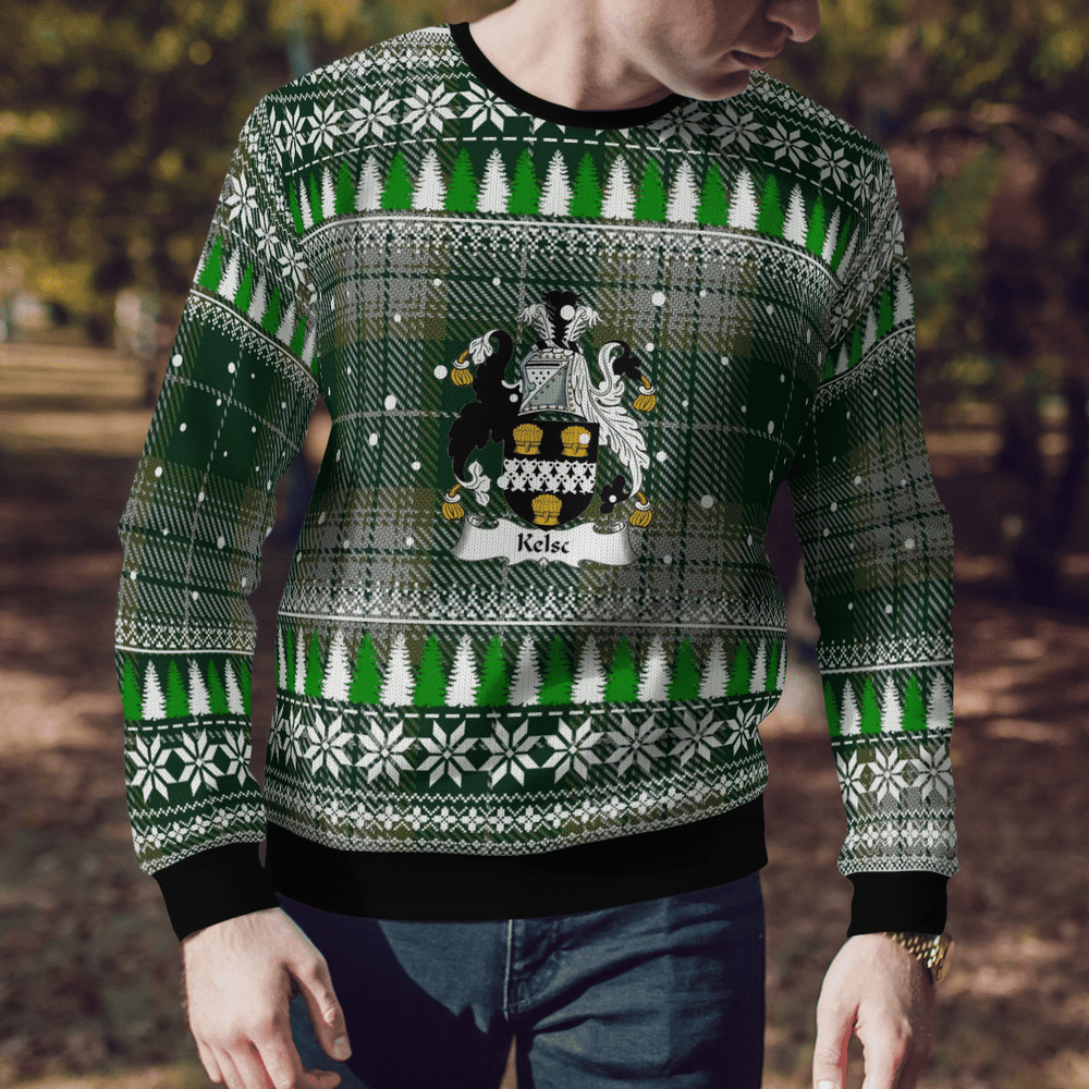 Clan Kelso Crest Tartan Christmas Ugly Sweater ON89 Kelso Crest Tartan Tartan Ugly Sweater   