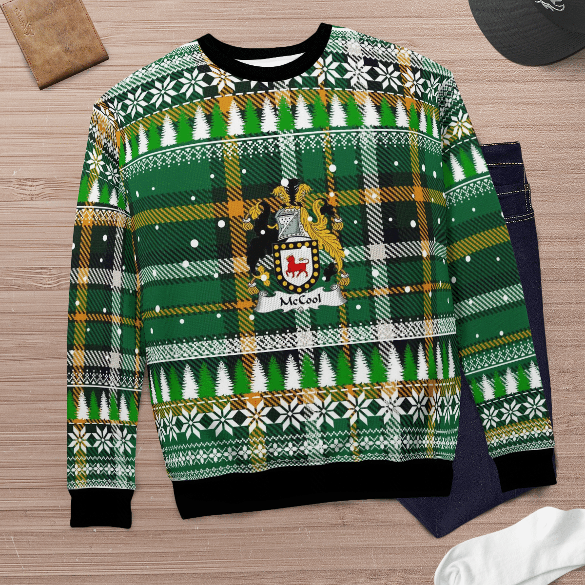 Clan McCool Coat Of Arms Christmas Ugly Sweater ZS54 McCool Coat Of Arms Tartan Ugly Sweater   