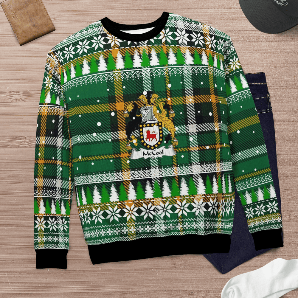 Clan McCool Coat Of Arms Christmas Ugly Sweater ZS54 McCool Coat Of Arms Tartan Ugly Sweater   