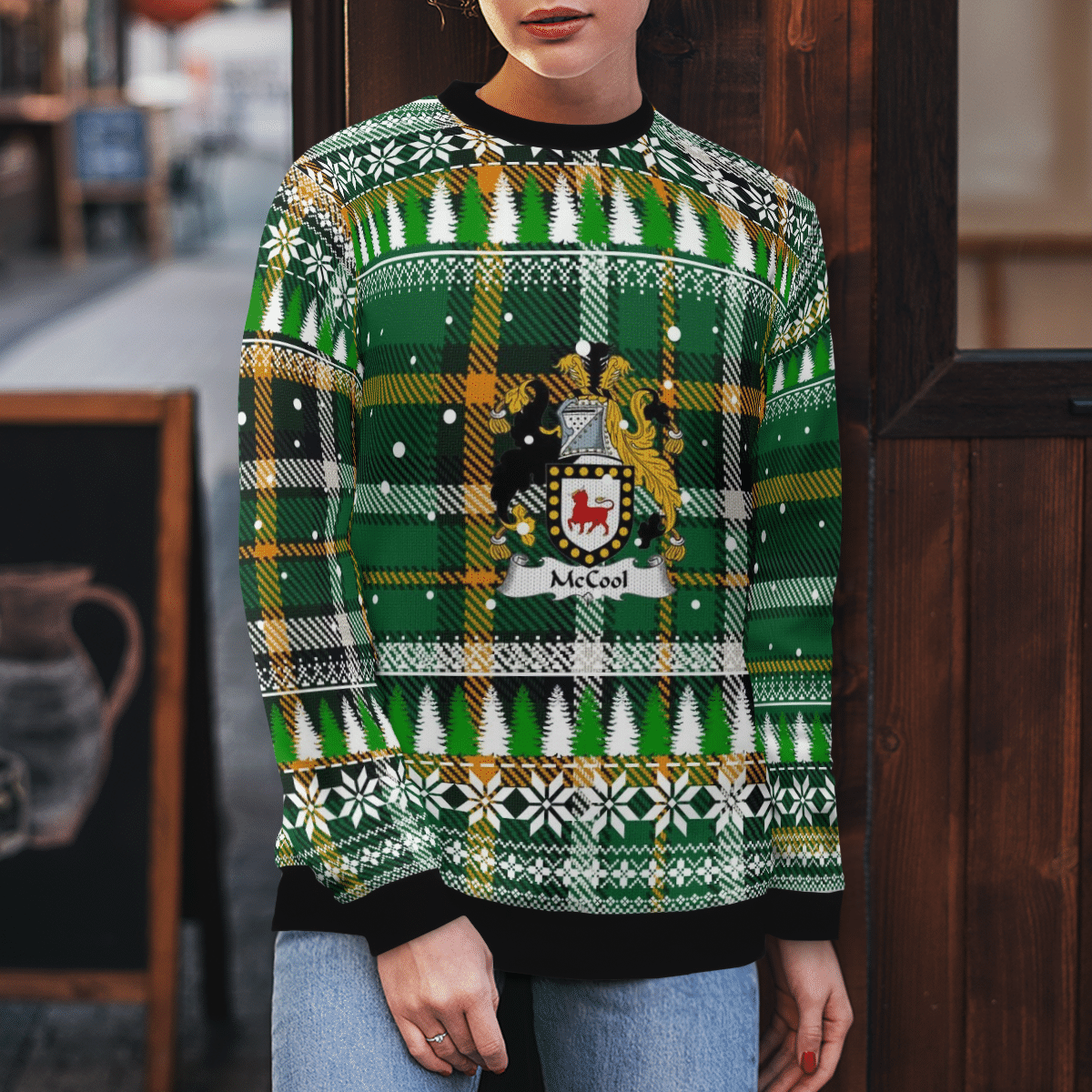 Clan McCool Coat Of Arms Christmas Ugly Sweater ZS54 McCool Coat Of Arms Tartan Ugly Sweater   