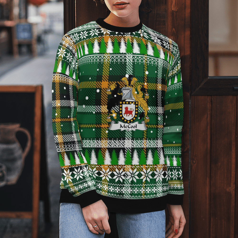 Clan McCool Coat Of Arms Christmas Ugly Sweater ZS54 McCool Coat Of Arms Tartan Ugly Sweater   