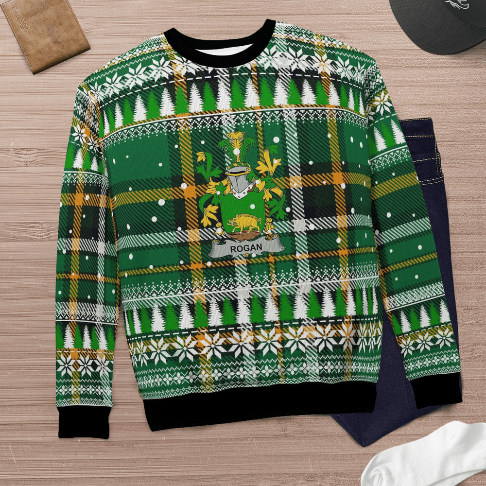 Clan Rogan Coat Of Arms Christmas Ugly Sweater XM50 Rogan Coat Of Arms Tartan Ugly Sweater   