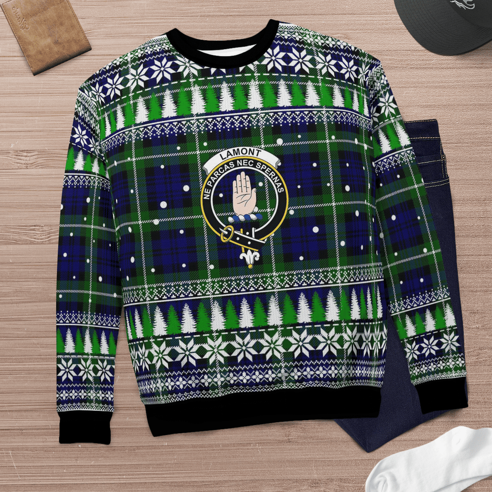 Clan Lamont Modern Crest Tartan Christmas Ugly Sweater LZ59 Lamont Modern Crest Tartan Tartan Ugly Sweater   
