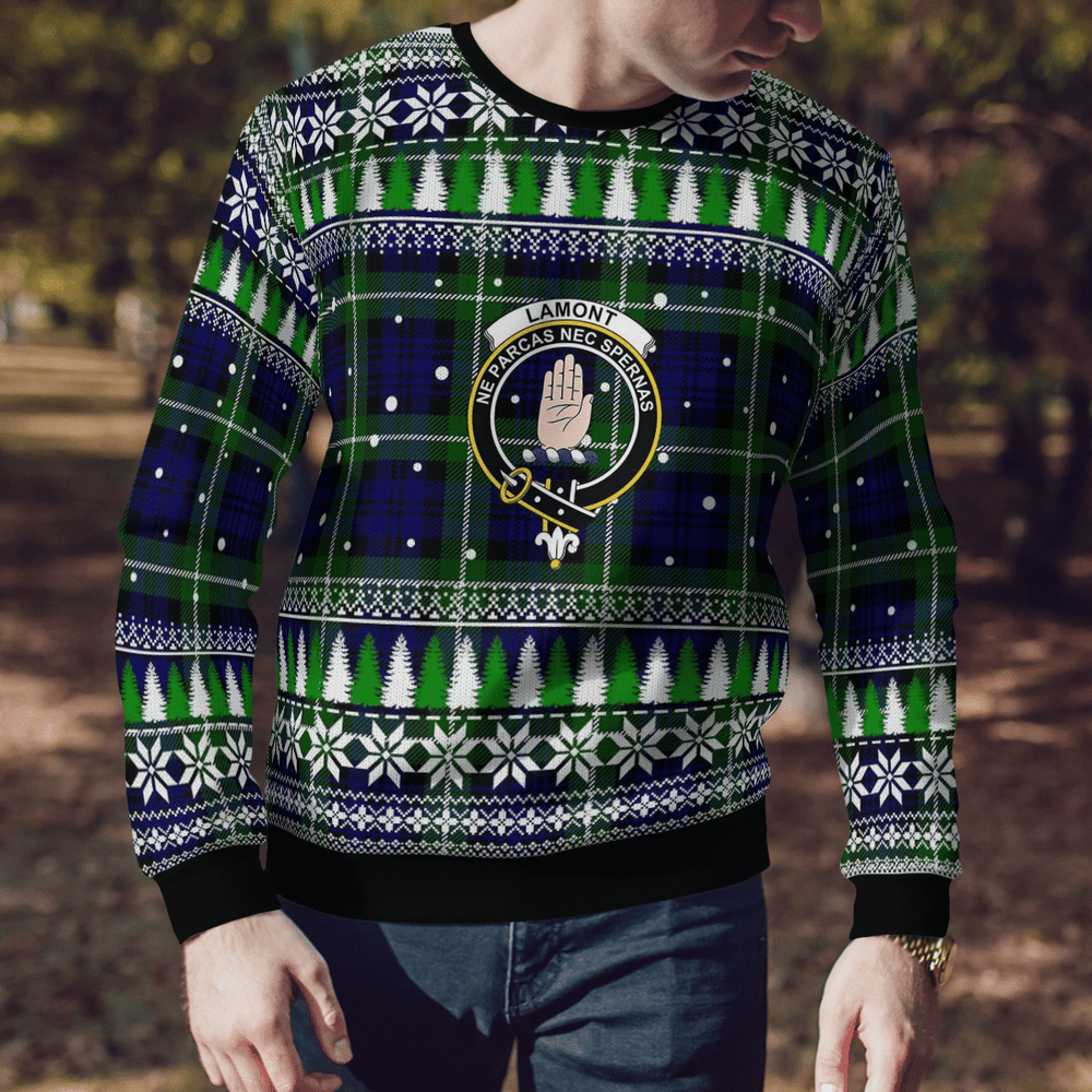 Clan Lamont Modern Crest Tartan Christmas Ugly Sweater LZ59 Lamont Modern Crest Tartan Tartan Ugly Sweater   