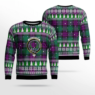 Clan MacArthur – Milton Crest Tartan Christmas Ugly Sweater ZB78