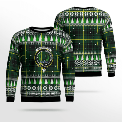 Clan MacArthur Modern Crest Tartan Christmas Ugly Sweater OL73