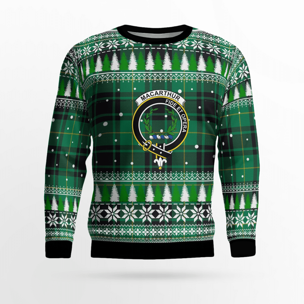 Clan MacArthur Ancient Crest Tartan Christmas Ugly Sweater PT28 MacArthur Ancient Crest Tartan Tartan Ugly Sweater   