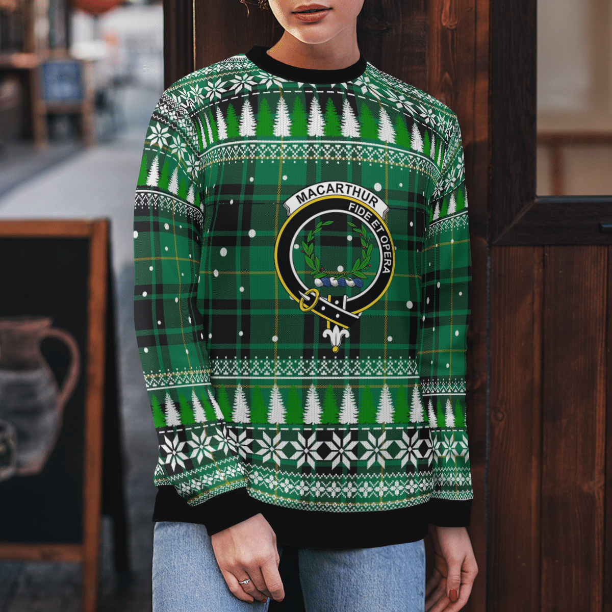 Clan MacArthur Ancient Crest Tartan Christmas Ugly Sweater PT28 MacArthur Ancient Crest Tartan Tartan Ugly Sweater   